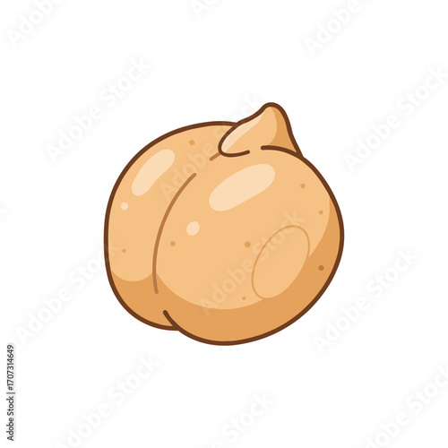 Illustrated cartoon of a single chickpea – flat illustration