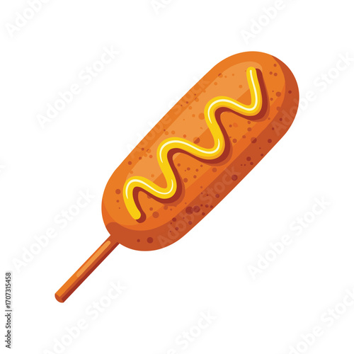 Illustration of corn dog with mustard – flat illustration