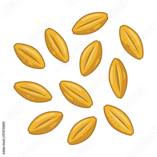 Scattered roasted coffee beans for brewing and aromatic flavor – flat illustration
