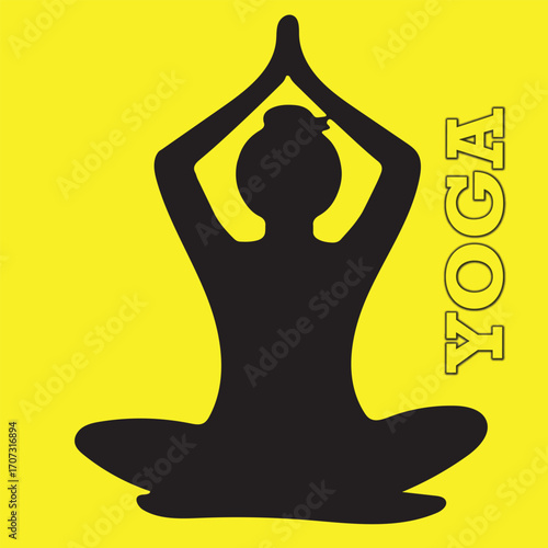 silhouette of doing yoga people