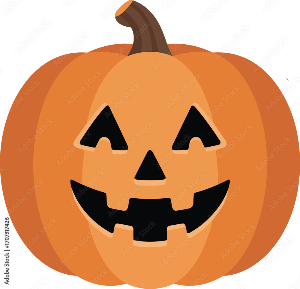 Fototapeta premium Whimsical Jack-o'-Lantern Illustration with a Cheerful Expression, Perfect for Halloween Decor and Autumn-Themed Designs with a Transparent Background