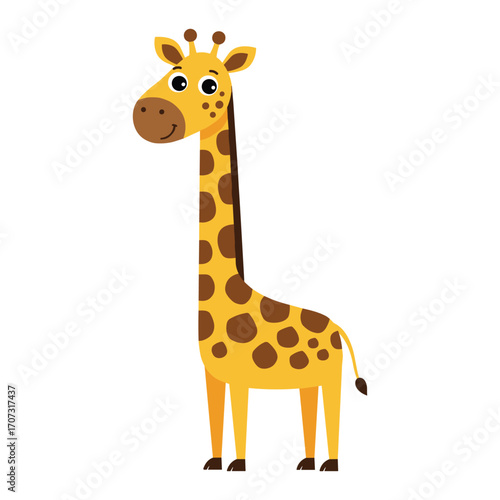 Cartoon giraffe with brown spots – flat illustration