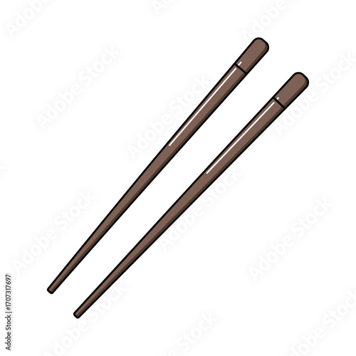 Simple brown wooden chopsticks illustration – flat illustration