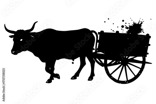 Traditional Ox Cart Silhouette”