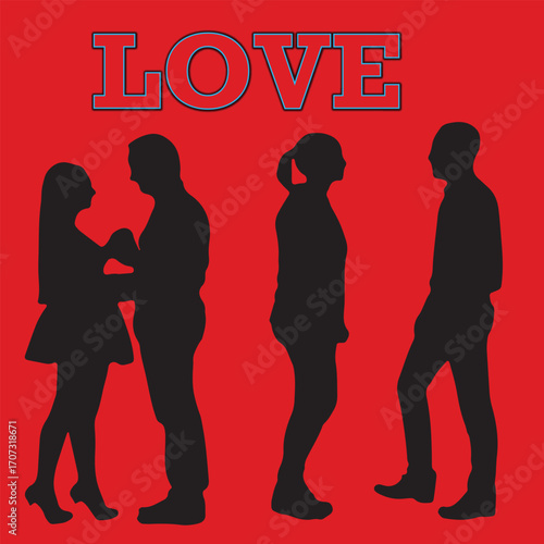 silhouette of cute couple 