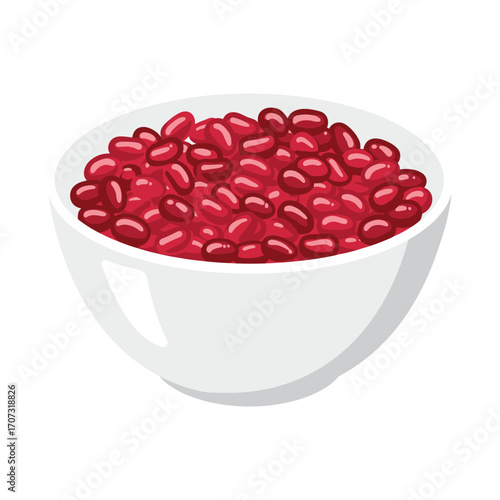White bowl filled with red beans on plain background – flat illustration