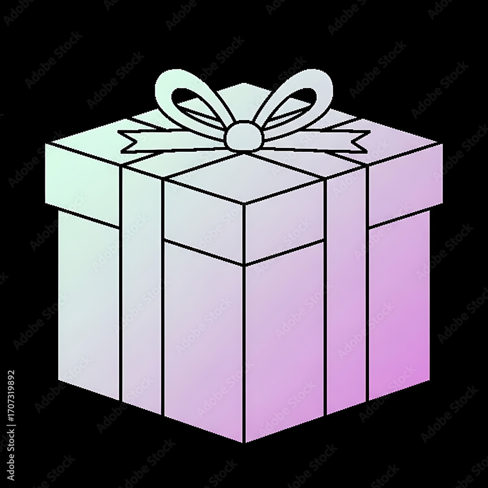 Obraz premium Illustration of a gift box with ribbon isolated on black background