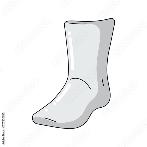 White ankle sock illustration with shading and highlights – flat illustration