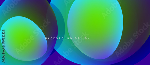 Abstract vibrant circles overlap, creating colorful gradients. Dark background emphasizes bright hues, modern design element.