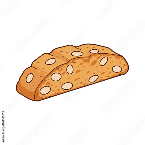 Illustration of traditional biscotti with almonds – flat illustration