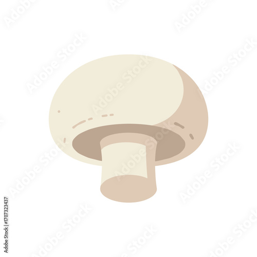 Simple cartoon mushroom with beige cap and stem – flat illustration