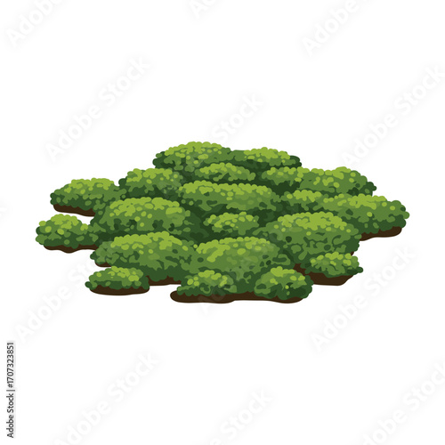 Lush green bushes in dense cluster – flat illustration