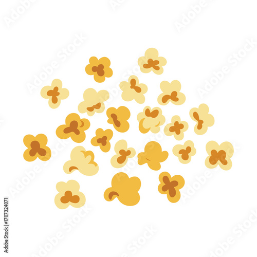 Illustration of tasty popcorn kernels scattered – flat illustration