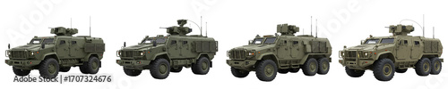 Armored Military Vehicle on Transparent Background