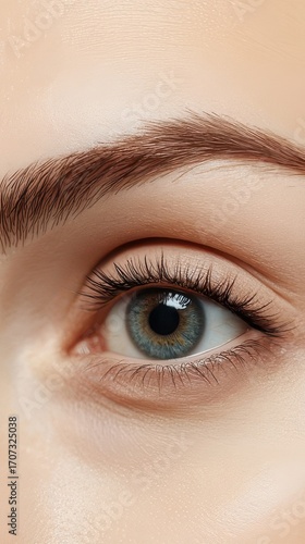 Close-up view of a person's eye capturing intricate details and vibrant colors in natural lighting during midday