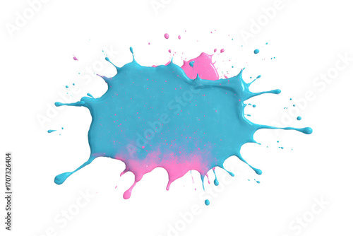 Abstract pale blue paint splatter shape transparent PNG isolated background. Art brush stroke, vibrant tasty color, bubblegum, candy, menthol flavour