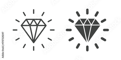 Diamond icon. Line and glyph solid icon. Editable stroke and Perfect pixel isolated on white background. Vector illustration
