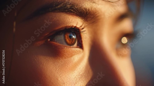 The Window to The Soul: An intimate close-up of the human eye, a captivating look through the intricate textures and luminous depths.