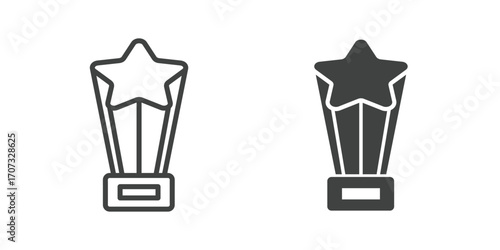 Trophy icon. Line and glyph solid icon. Editable stroke and Perfect pixel isolated on white background. Vector illustration
