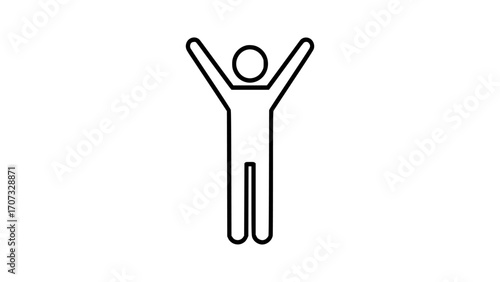 Simple line icon of a person with arms raised in celebration