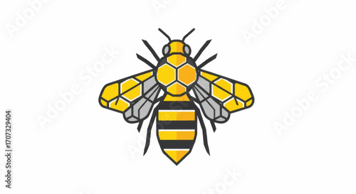 Detailed Bee Illustration A Vibrant Depiction of a Vital Pollinator.
