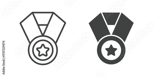 Medal icon. Line and glyph solid icon. Editable stroke and Perfect pixel isolated on white background. Vector illustration