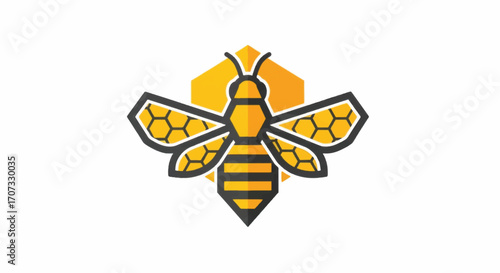 Geometric Honeycomb Bee Line Art Design.