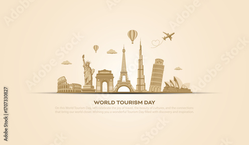 world tourism day background design. travel concept.