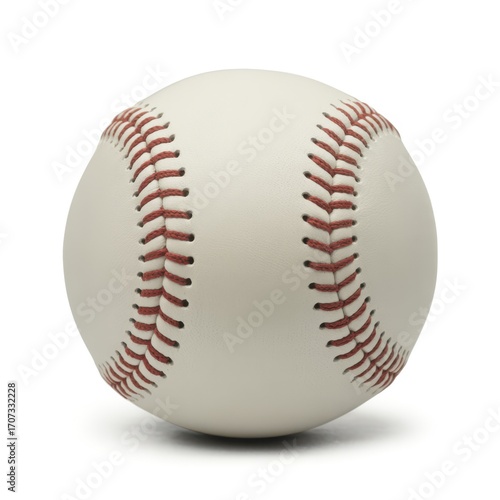 White leather baseball with red stitching