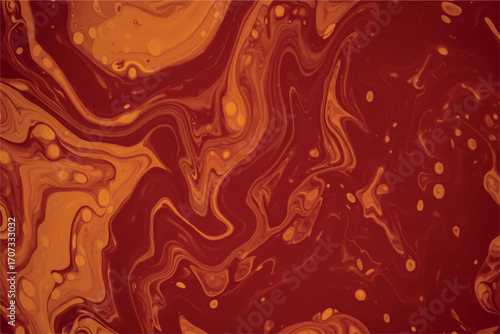 Abstract swirling pattern of deep red and golden orange colors, resembling marbled ink or fluid dynamics.
