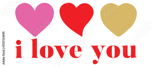 Heart set of Different color design with i love you typography design. Vector illustration design. 
