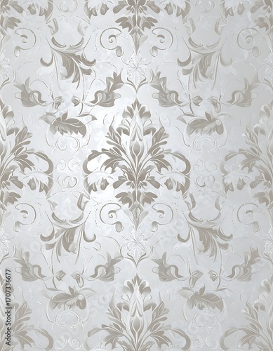 Elegant, light gray damask pattern