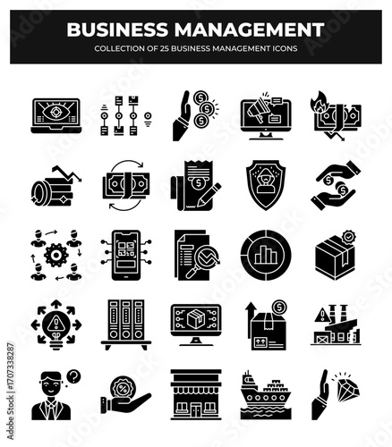 Collection of 25 Business Management Icons: Streamline Your Workflow