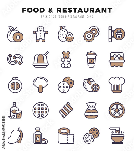 Food and Restaurant Two Color icons. Vector Two Color illustration.