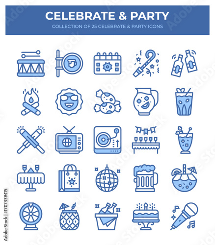 Celebrate & Party. Collection of 25 Essential Party Icons