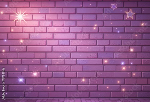 Starlight Pink Brick  Anime Wall with Star Decorations and a Mystical Feel