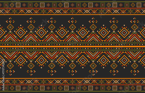 Native embroidery ethnic pattern. African Indian style concept. Design for fabric batik motif ornament geometry wrapping and zigzag.