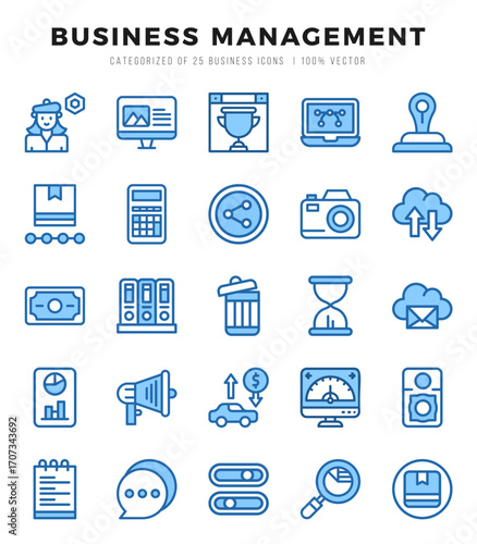 Set of Two Color Business Management Icons. Two Color art icon. Vector illustration