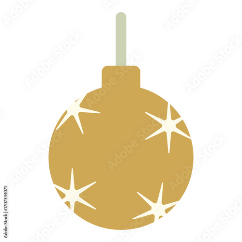 Gold Christmas Ornament Ball Illustration with Star Pattern