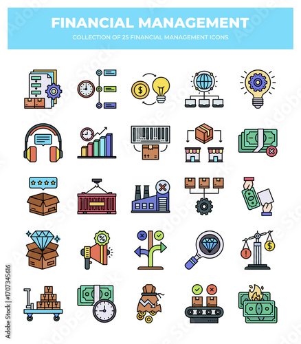 Financial Management Icons: A Collection of 25 Essential Icons for Business
