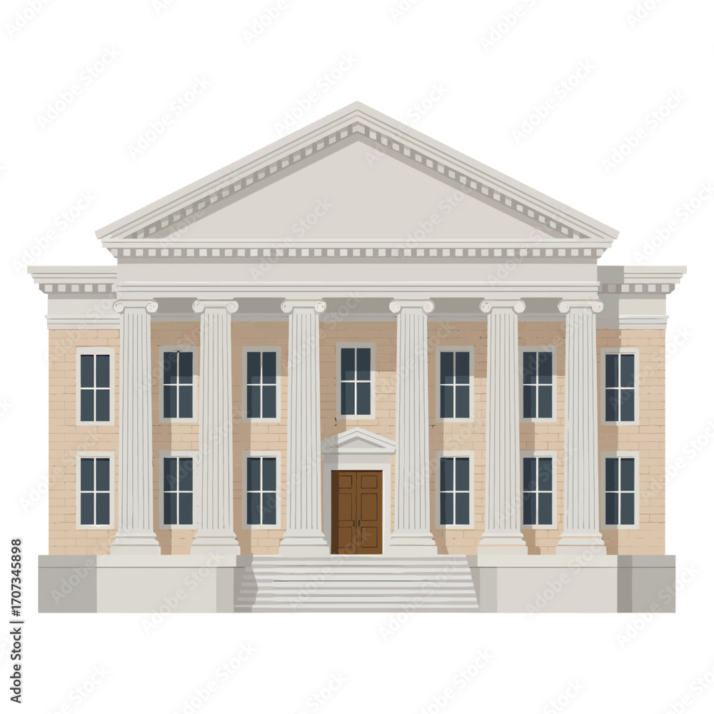 Fototapeta premium Classical Courthouse Building with Columns and Pediment Facade.