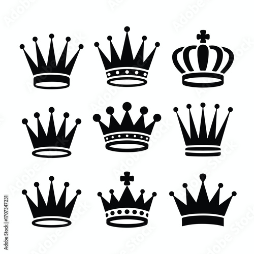 Collection of crown for royalty and power
