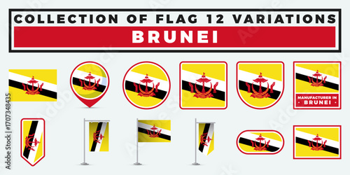 Brunei Flag Variations. A Collection of 12 Unique Designs