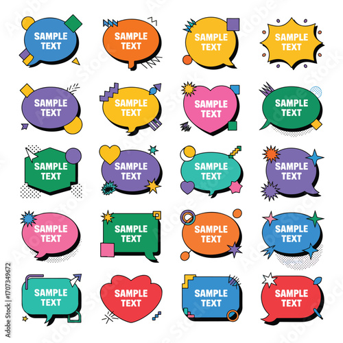 Comic speech bubbles with sample text inside