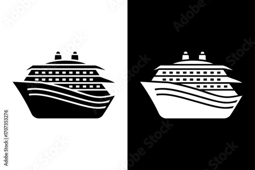 Minimalist Cruise Ship Icon for Travel Design.