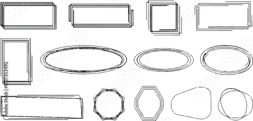 This image contains a variety of hand-drawn, sketchy shapes. These shapes include rectangles,
