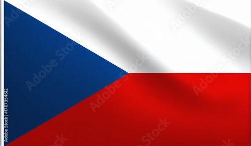 Free Download Rectangular flag design with blue, red, and white sections, featuring a diagonal stripe and wavelike effect. Digital illustration. - GFXLoad