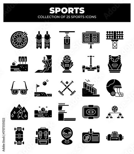 Collection of 25 Sports Icons.  A Visual Guide to Various Sports and Activities