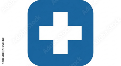Striking blue rounded shape enclosing a clean white cross, this symbol evokes immediate associations with medical care, health, and crucial assistance. Ideal for innovative healthcare brands, emergenc