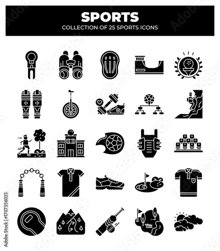 Collection of 25 Sports Icons.  A Visual Guide to Various Sports and Activities
